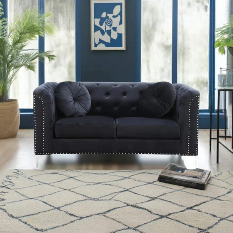 The Classy Home Colmar Velvet 3 Piece Living Room Set (Set of 3)