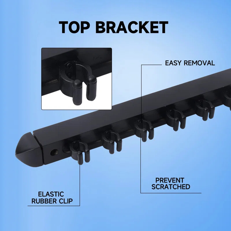 GSE Games & Sports Expert 2-Piece Billiard Pool Cue Stick Wall Mounted Rack, Holds 8 Pool Cue Stick