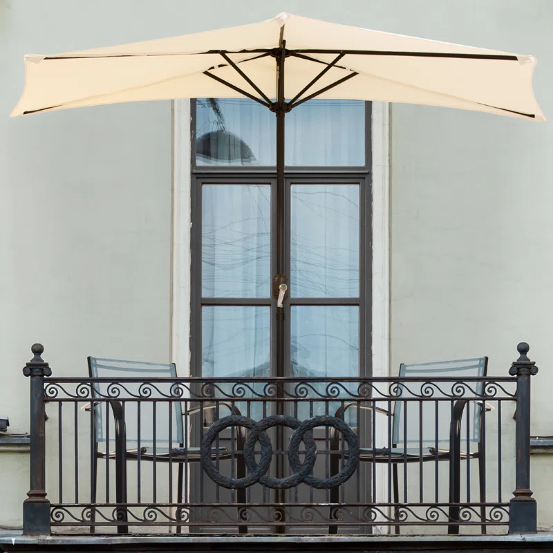 Pure Garden Summertime Umbrellas 3 Half Umbrella Outdoor Patio Shade - 9' Patio Umbrella with Easy Crank - Small Canopy for Balcony, Table, or Deck by Pure Garden