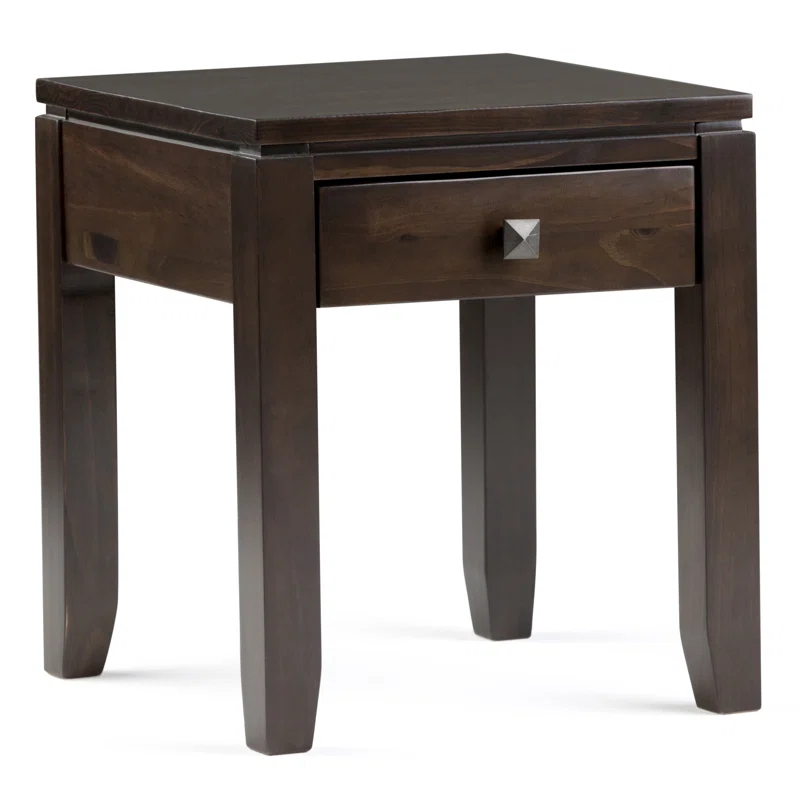 Simpli Home Cosmopolitan 18"W Solid Wood Contemporary Square End Table with Drawer