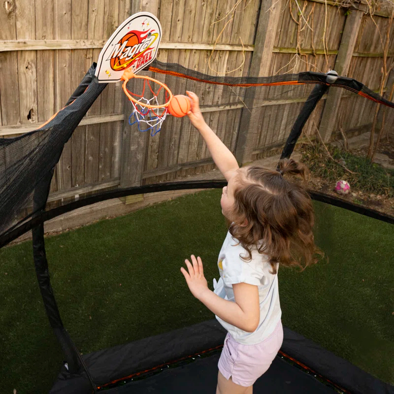 Jumpking 7" Hexagon Backyard Trampoline with Safety Enclosure Above Ground | Wayfair