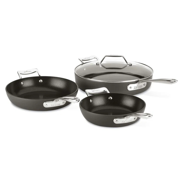 All-Clad All-Clad Essentials 4-Piece Non-Stick Skillet Set with Lids