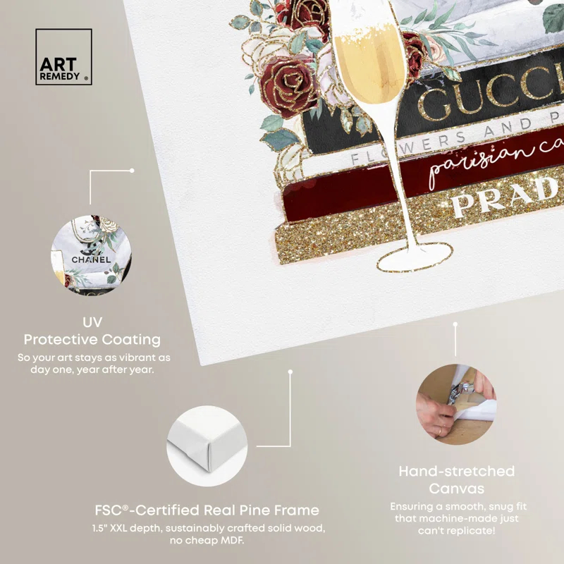 Art Remedy Bold Glam Shopping and Flowers Canvas Glam Art Prints by Art Remedy