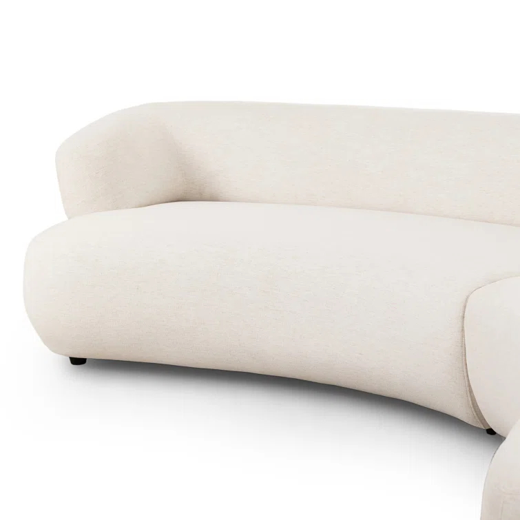 Nomad Snow Linen Fabric Two Piece Sectional Sofa, 159"