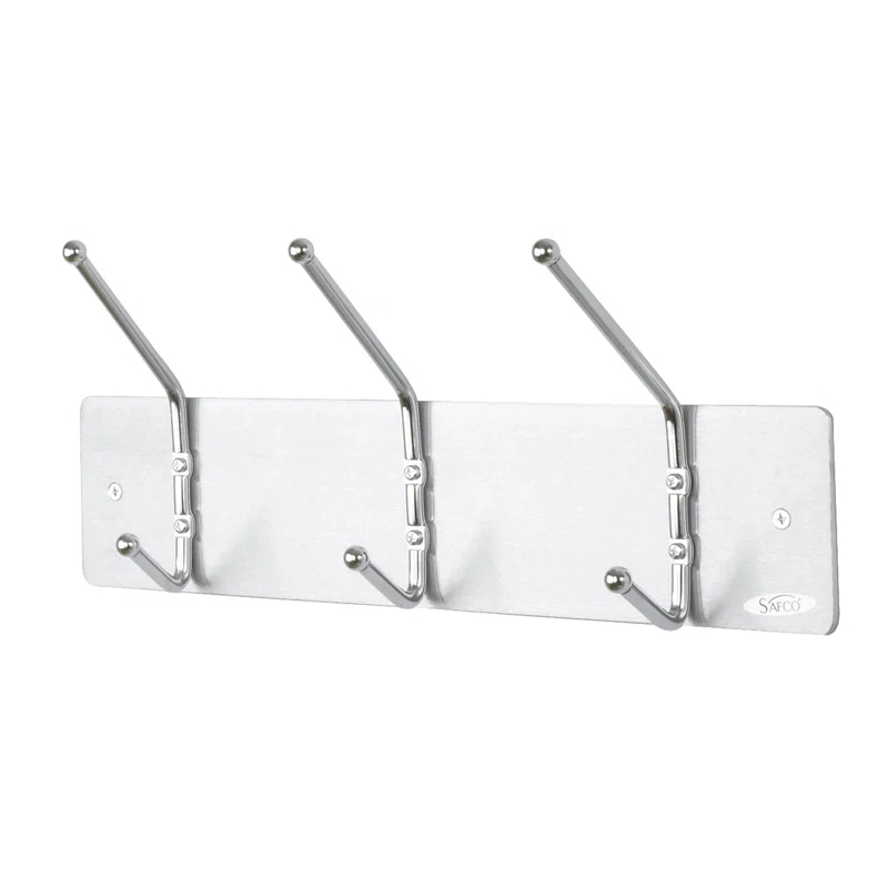 3 Hook Ball-Tipped Double-Hook Wall Mounted Coat Rack