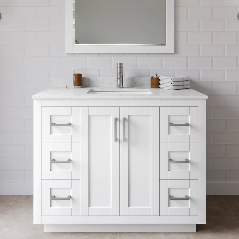 Wyndham Collection Miranda 42" Freestanding Single Bathroom Vanity with Cultured Marble Top & Reviews | Wayfair