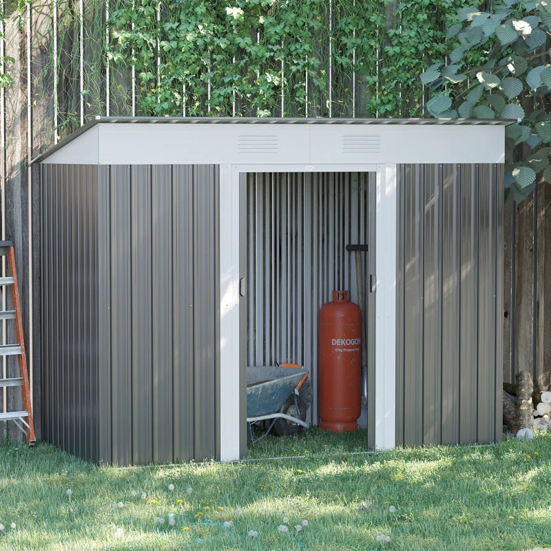 Outsunny Backyard  3.6 ft. W x 5.8 ft. D Metal Traditional Storage Shed