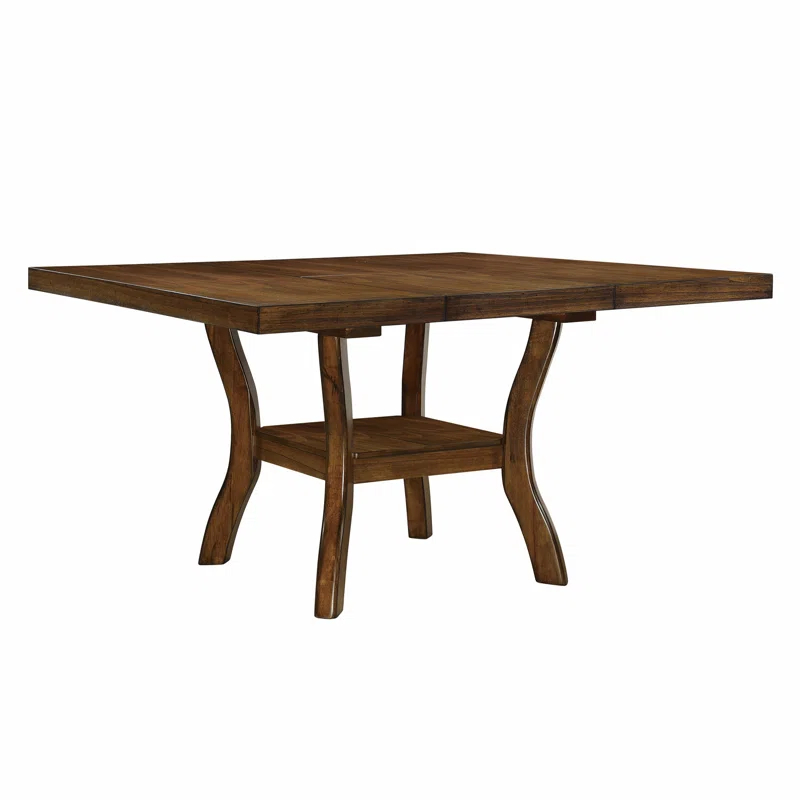Red Barrel Studio® Transitional Dining Table with Lower Display Shelf and Extension Leaf for Dining Room & Reviews | Wayfair