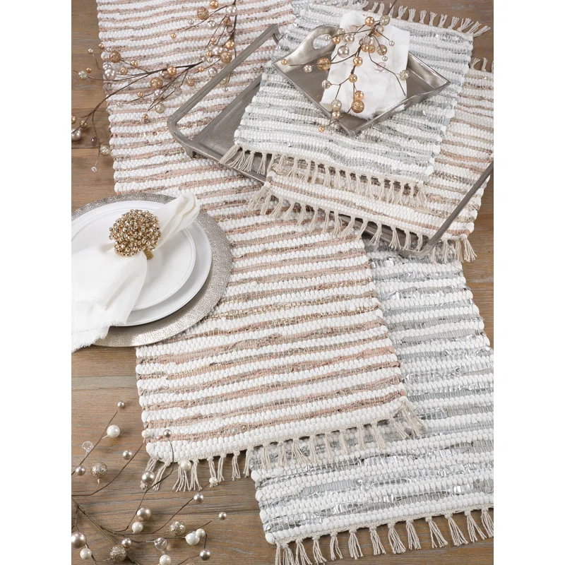 Saro Les Fêtes Chindi Striped Rectangle Placemat (Set of 4)