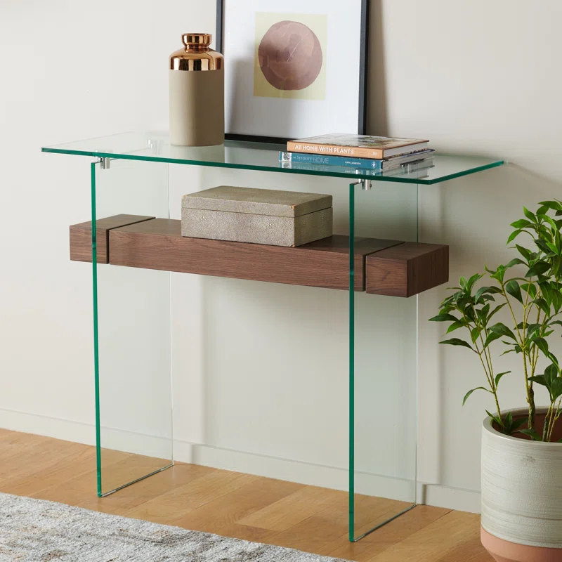 Highland Dunes Kayley 39.4'' Glass Console Table