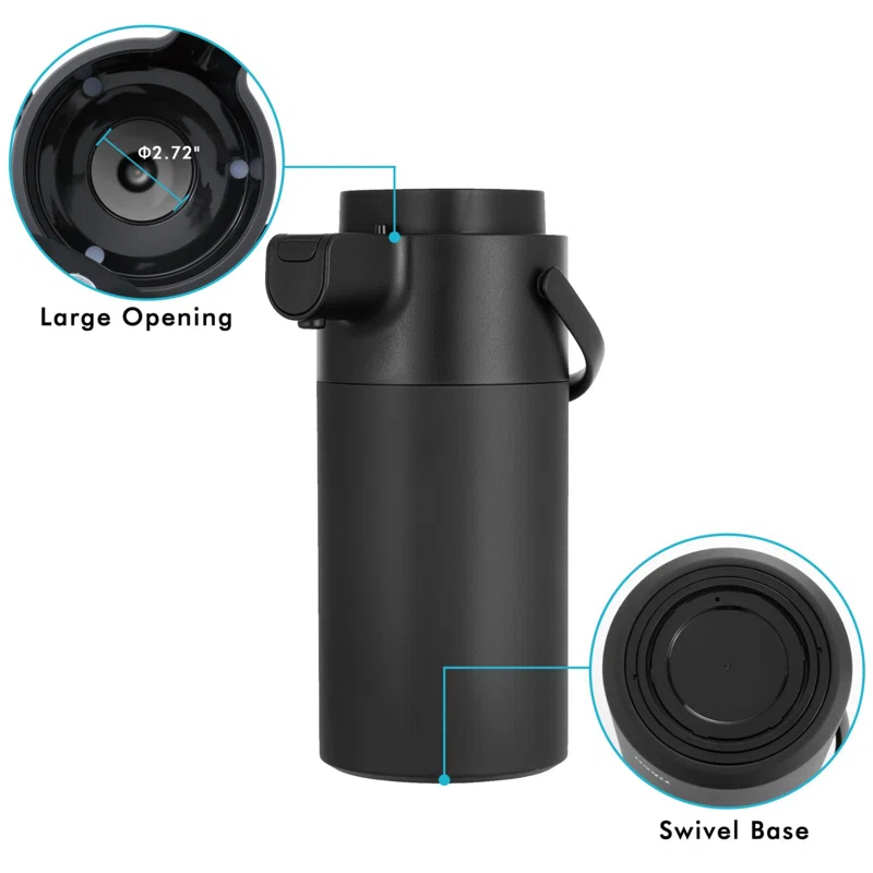 Stack man Airpot Coffee Dispenser With Pump - 135Oz/4L Thermal Coffee Carafes For Hot Beverage - Stainless Steel Insulated Coffee Thermos Carafe, Black