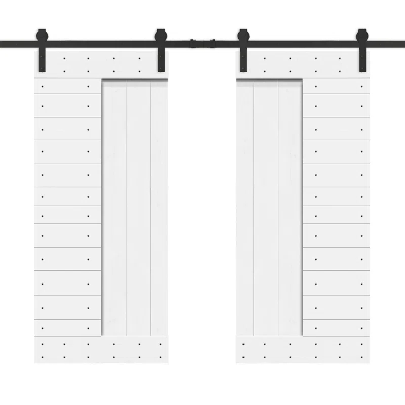 Calhome 84'' Solid Wood Paneled Painted with Installation Hardware Kit Barn Door