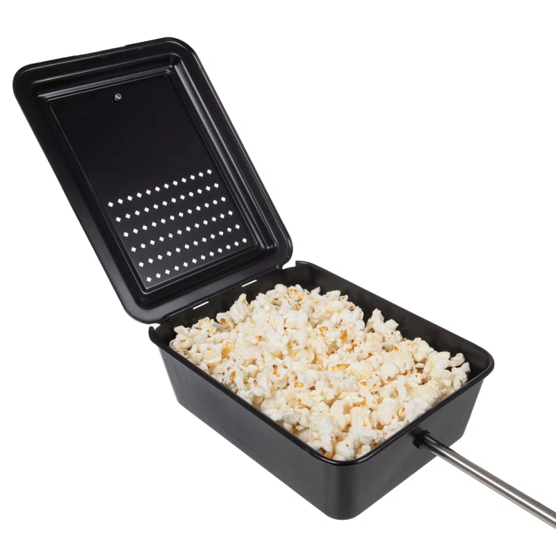 Great Northern Popcorn Campfire Popcorn Popper - Old Fashioned Popcorn Maker with Nonstick Finish and Extended Handle - Camping Gear and Campfire Cooking Equipment by Great Northern Popcorn (Black)