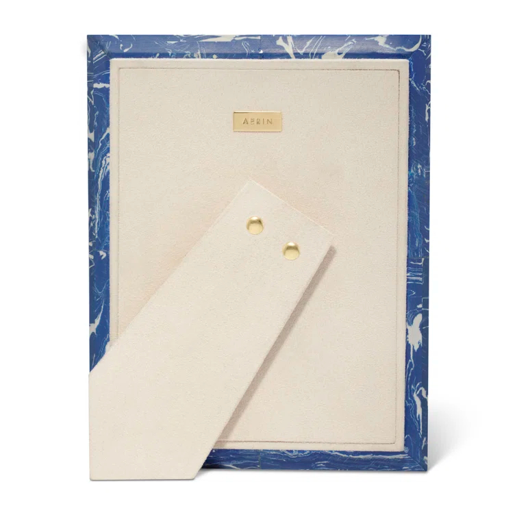 Classic Blue and Gold Brass Tabletop Picture Frame