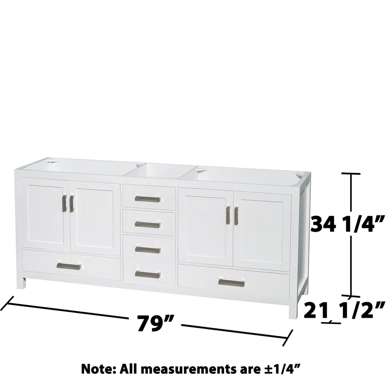 Wyndham Collection Sheffield 79" Freestanding Double Vanity Base Only