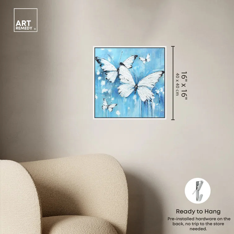 Art Remedy Art Remedy Textured Blue Butterflies Framed Butterfly 56175