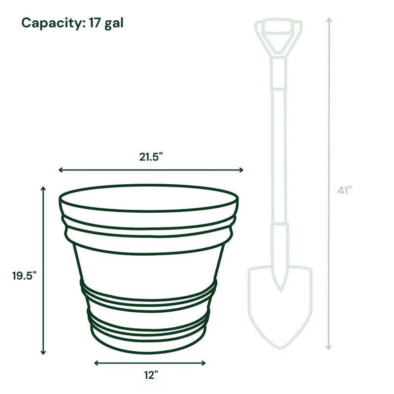 Bloem Rolled Rim Recycled Plastic Indoor/Outdoor Round Pot Planter
