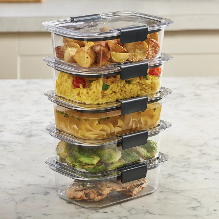 Rubbermaid Rubbermaid Brilliance Food Storage Containers, BPA-Free Plastic, Medium, 3.2 Cup, 5 Pack, Clear