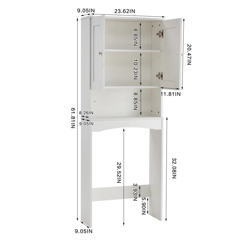 HLILish Home Bathroom Shelf Over-The-Toilet, Bathroom Spacesaver, Bathroom Storage Cabinet Organizer