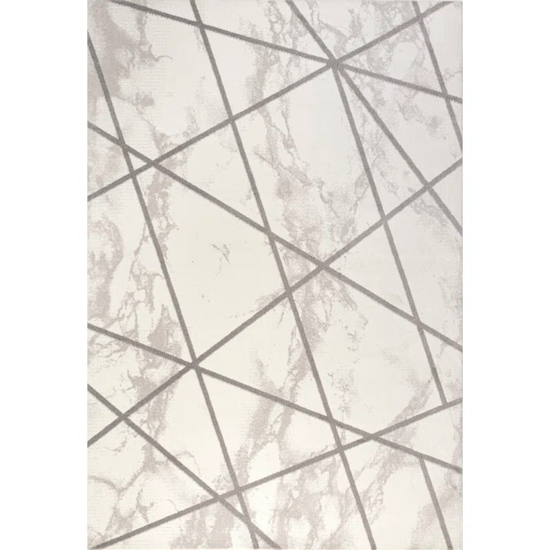 Ardon Modern Geometric Marbled Ivory/Gray Rug