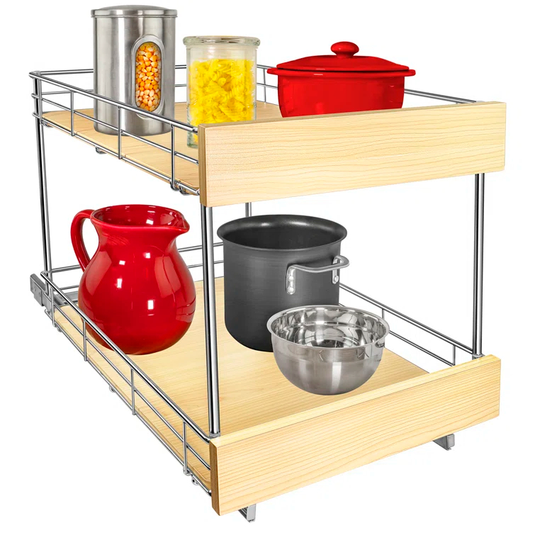 LYNK PROFESSIONAL LYNK PROFESSIONAL SELECT Pull Out Cabinet Organizer (2 Tier) Slide Out Drawers for Kitchen, Wood