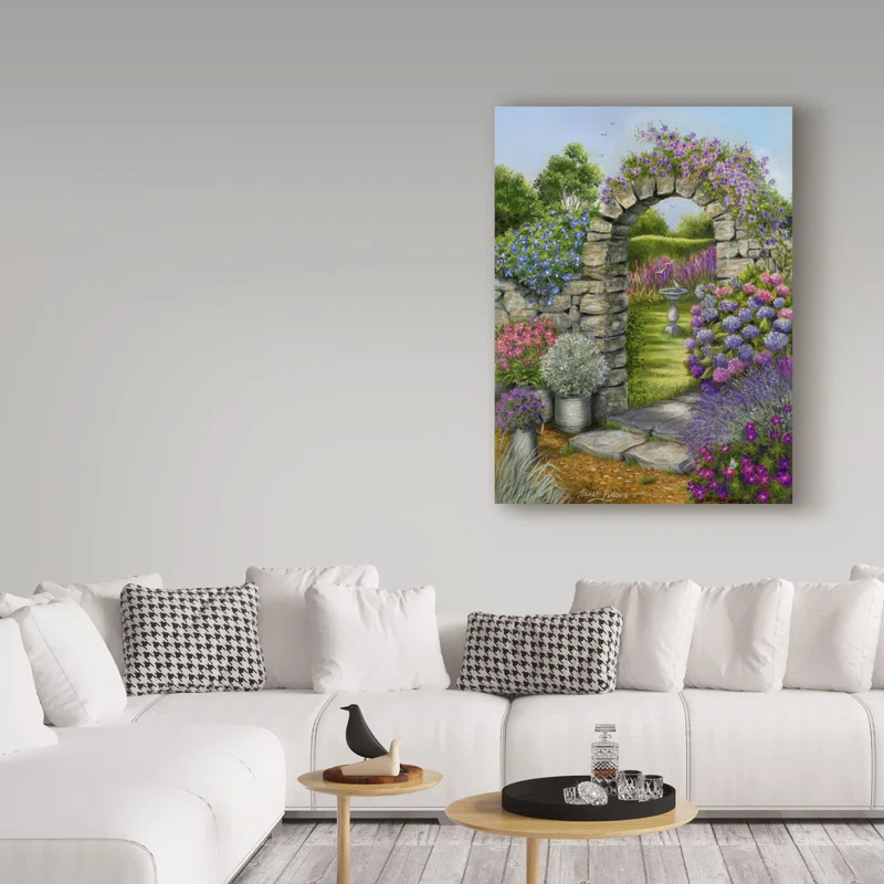 Trademark Fine Art Janet Pidoux " Cottage Garden Arch " by Janet Pidoux