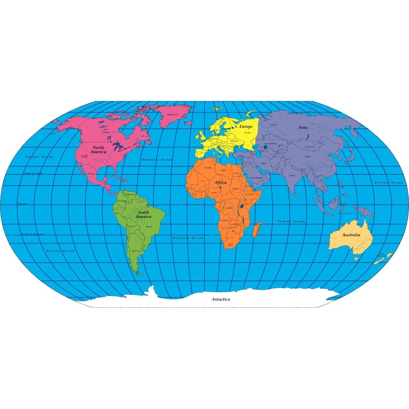 Shapes Etc. 8.1'' W x 15.9'' H Dry Erase And Laminated World Map