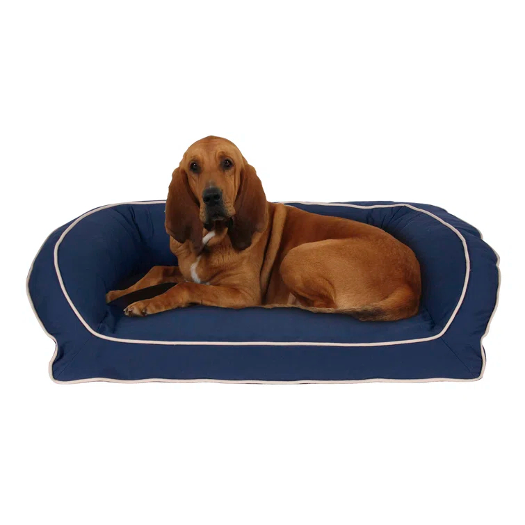 Carolina Pet Company Classic Twill Rectangular Pet Bed in Red with Khaki Cording