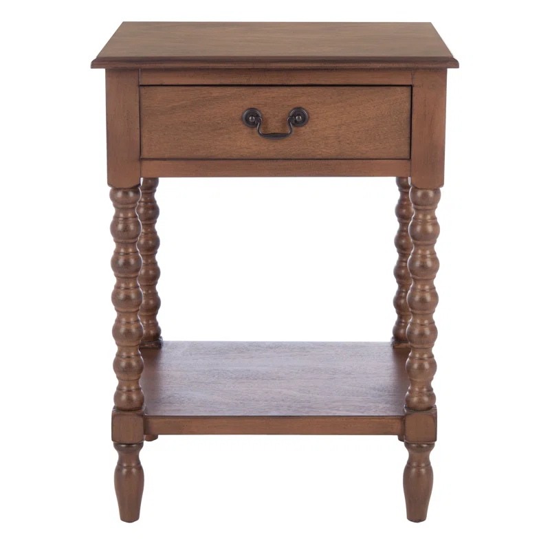 Dakota Fields Solid Wood Top End Table with Storage