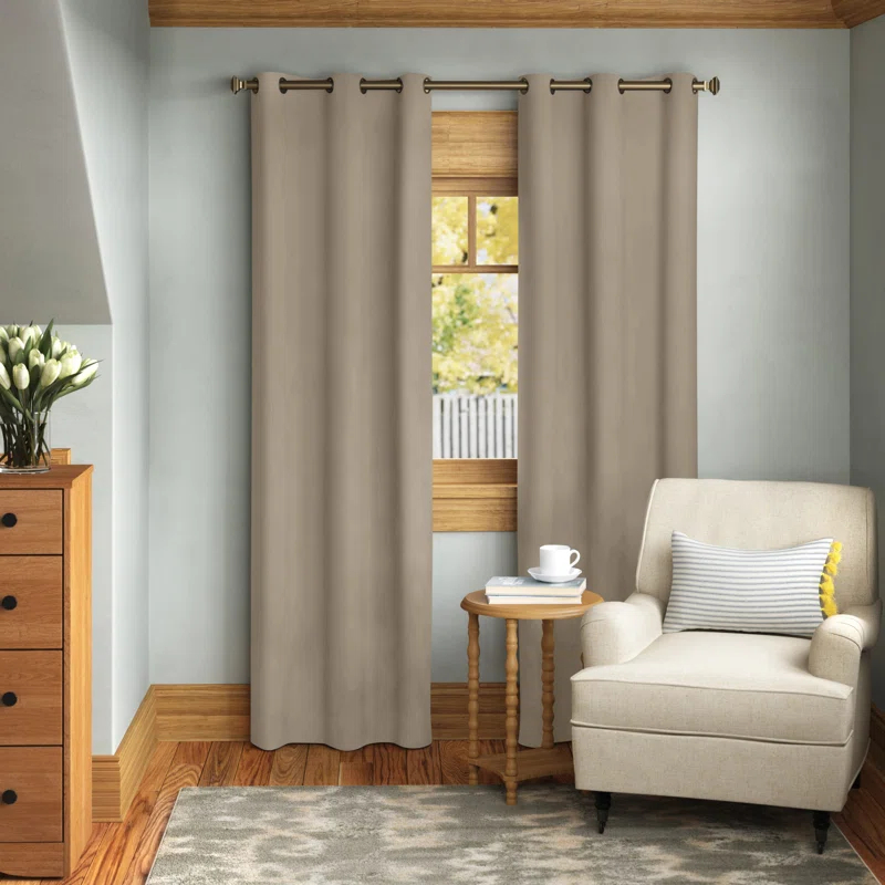 Eclipse Microfiber Blackout Grommet Curtains, Solid Thermaback Window Curtains