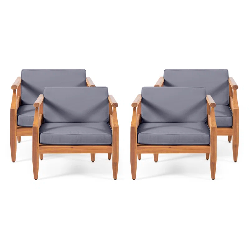 Rosecliff Heights Leist Outdoor Patio Chair with Cushions (Set of 4)
