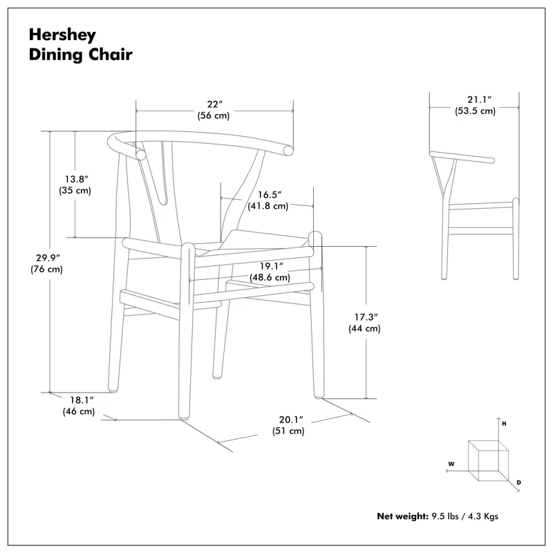 Simpli Home Hershey Solid Wood Dining Chair with Y-Back Design in Mid-Century Modern Style (Set of 2) (Set of 2)