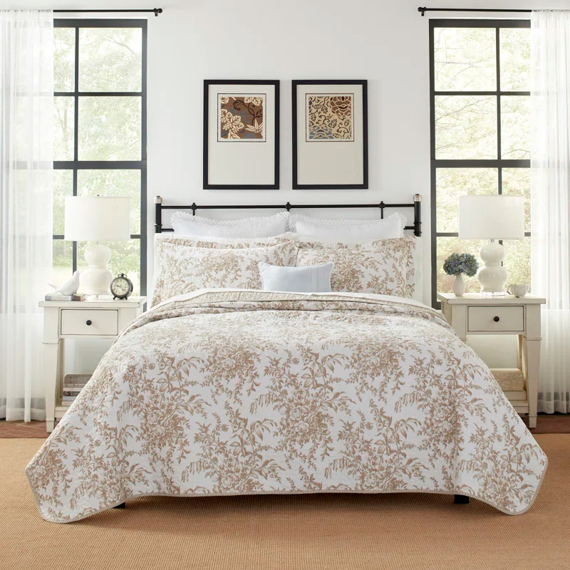 Laura Ashley Bedford Cotton Reversible Quilt Set