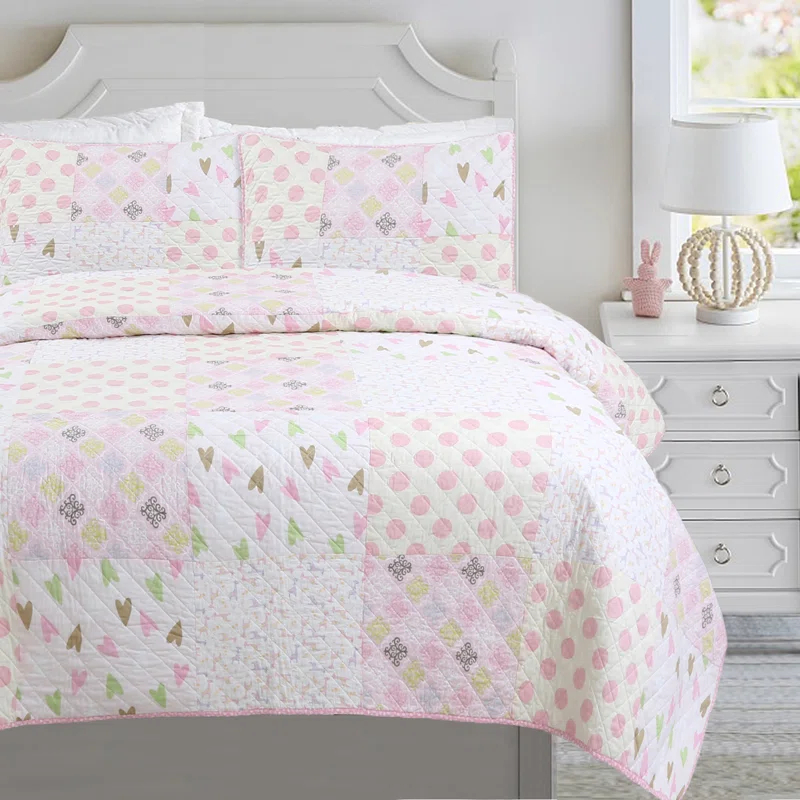 Cozy Line Home Fashion BB2022-073 Cotton Geometric Shapes Quilt Set