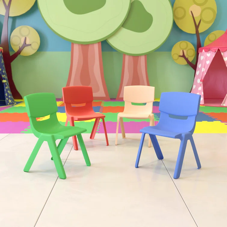 Flash Furniture Goddard Plastic Stack School Chair with Seat, 3rd-7th School Chair (Set of 4)