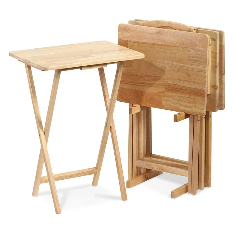PJ Wood PJ Wood Folding TV Tray Tables with Compact Storage Rack, 5 Piece Set