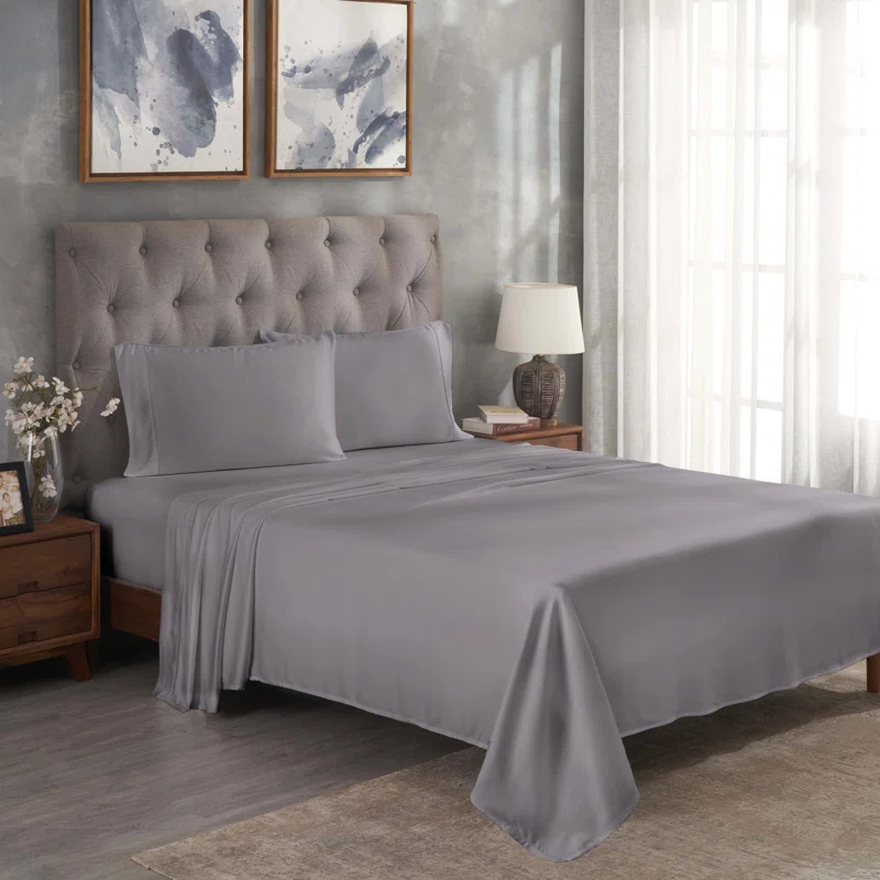 Superior Modal From Beechwood 300 Thread Count Lightweight Cooling Solid Deep Pocket Bed Sheet Set