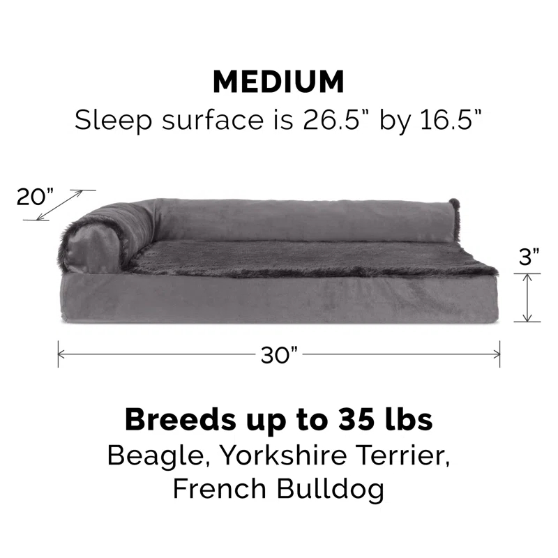 Plush & Velvet Deluxe L-Chaise Orthopedic Pet Bed