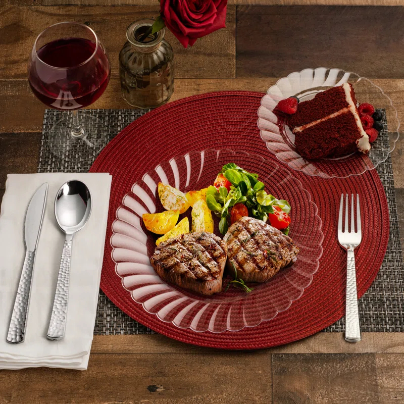 Perfect Settings Tableware 50 Pcs Clear Plastic Disposable Party Dinnerware Combo Set Dinner and Salad Size Plates (Set of 25)