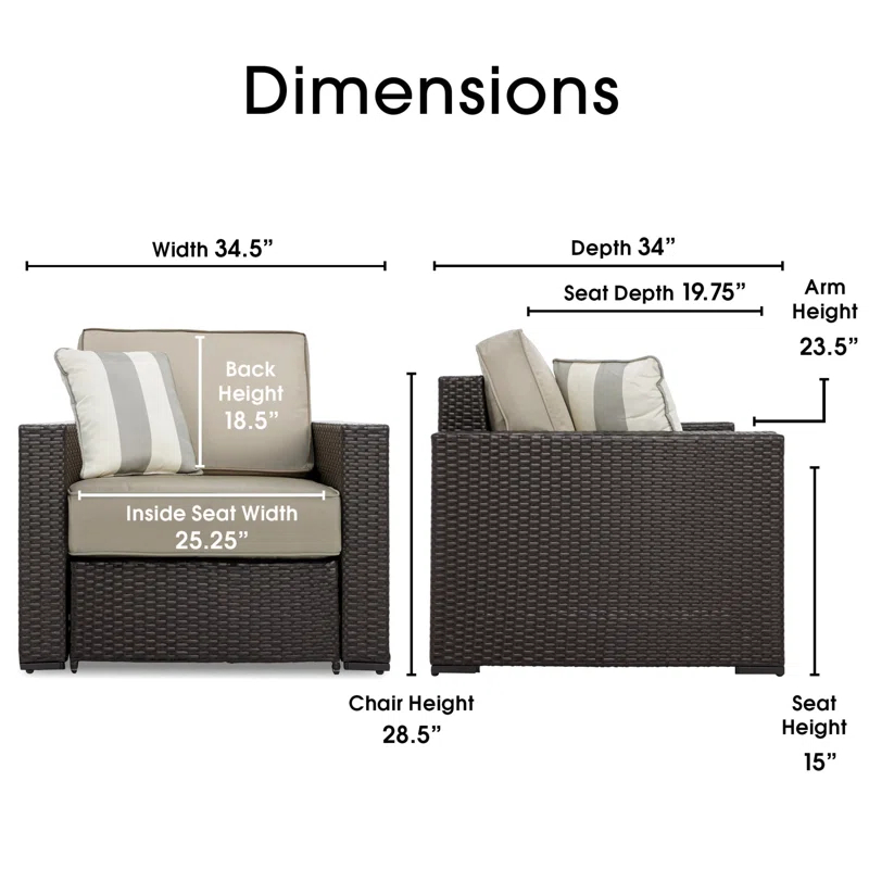Serta Laguna Outdoor Patio Furniture Collection Arm Chair, Brown Wicker