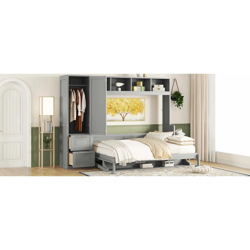 Galibens Murphy Bed Wall Bed With Closet And Drawers