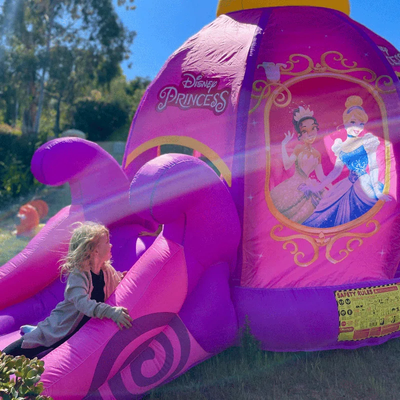 Funormous Disney Princess Carriage Inflatable Outdoor Bounce House with Slide and Ball Pit