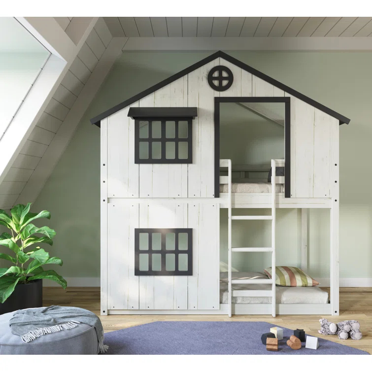 Child Craft Play House Twin Over Twin Standard Bunk Bed