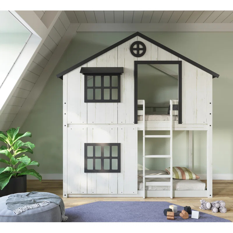 Child Craft Play House Twin Over Twin Standard Bunk Bed