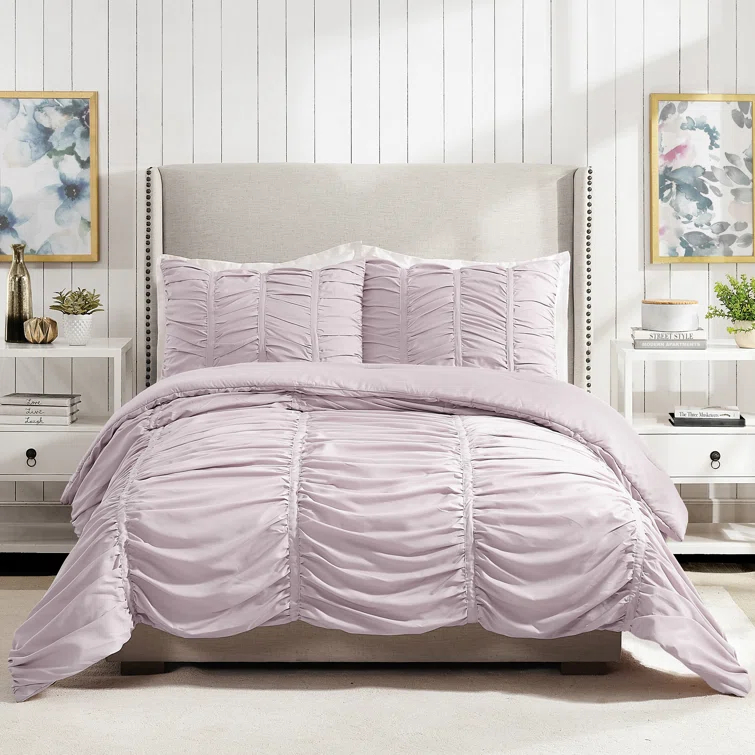 Modern Heirloom Emily Ruched Solid Textured Comforter Set