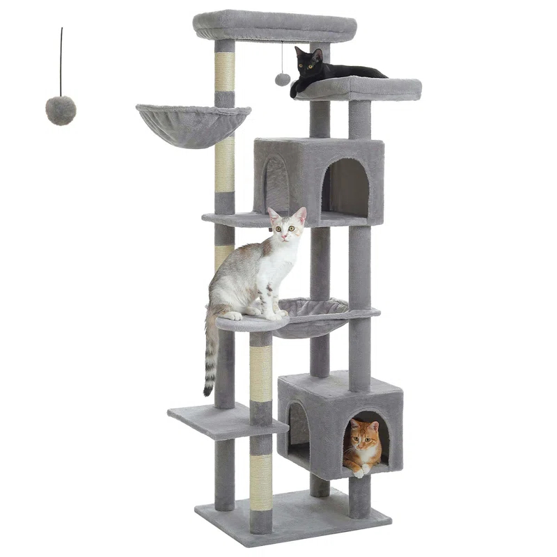 Ophelia & Co. 69" Tall Cat Tree Tower For Indoor Large Cats With Super Large Hammock, Scratching Posts, Condo House And Large Top Perch