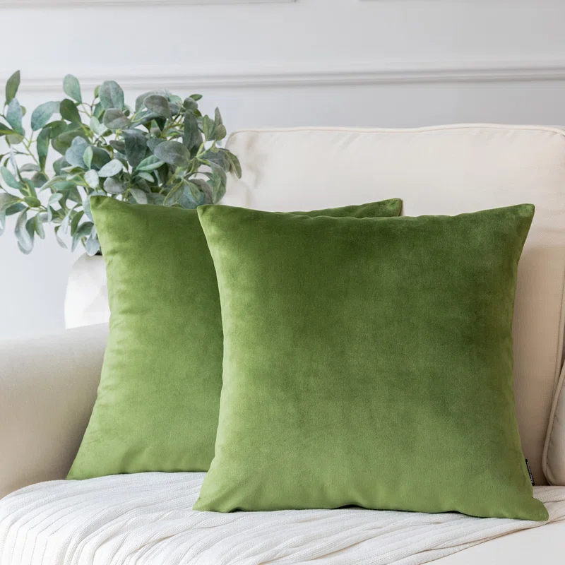 Phantoscope 18" x 18" Modern Green Polyester Throw Pillow , ( 2 Count)