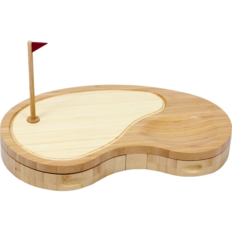 Millwood Pines Sand Trap Golf Gift Cheese Board & Knife Set - Novelty Charcuterie Board with Cheese Knife Set - Cheese Boards Charcuterie Boards - Serving Platter Enoch