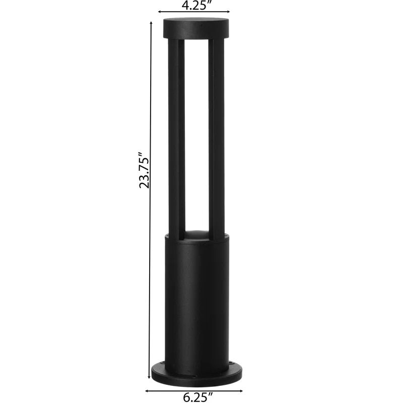 Gardenised Black Integrated LED Metal Bollard Light
