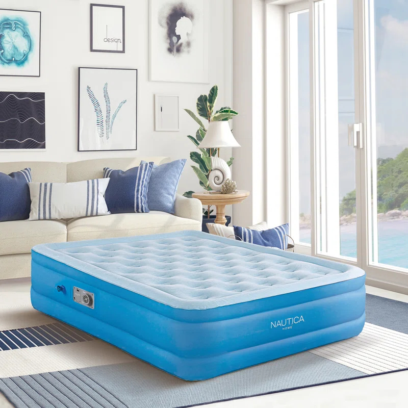 Nautica Nautica SupportAire Inflatable Air Mattress with Anti-Leak Built-in Pump, Puncture Resistant Vinyl